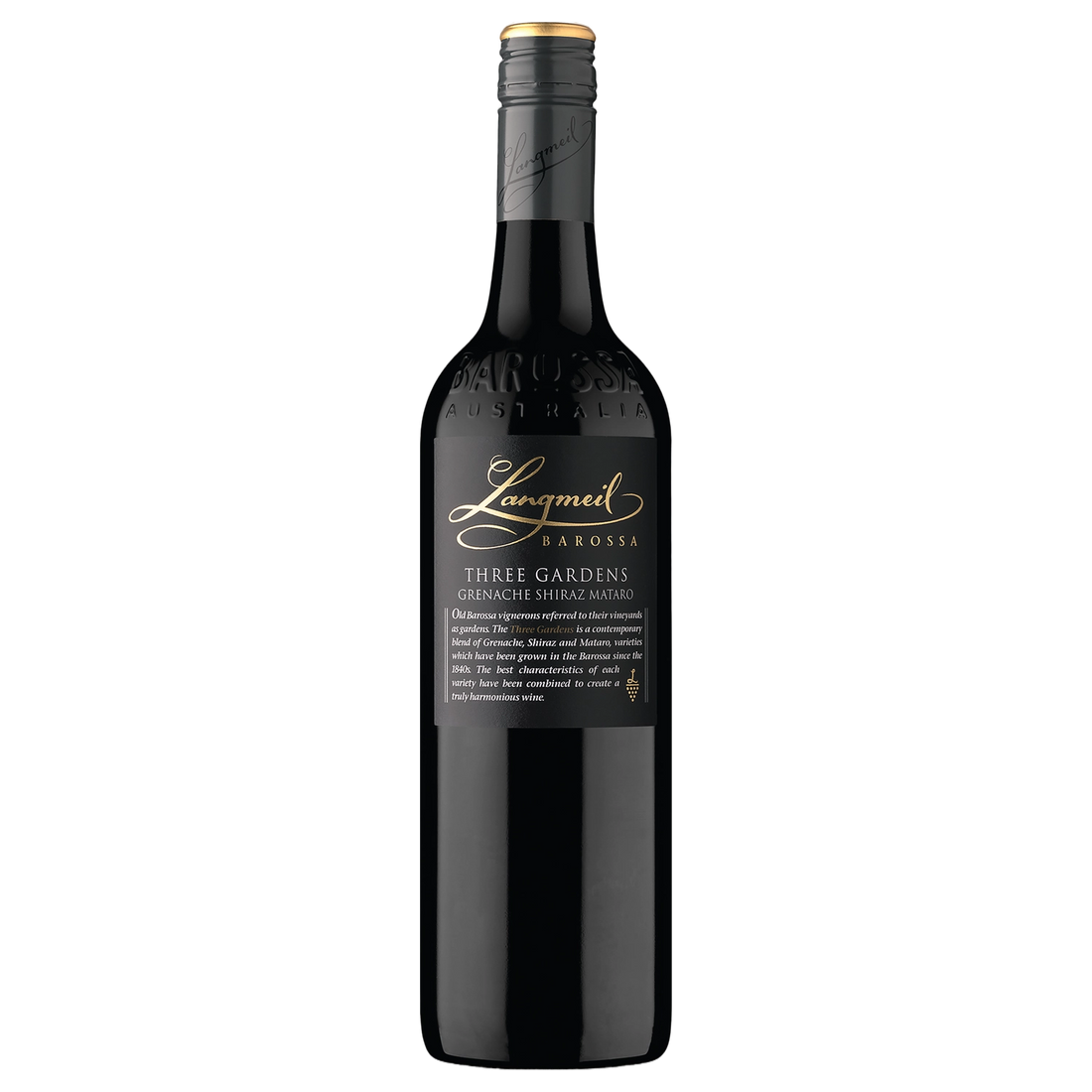 A bottle of Langmeil Three Gardens Grenache Shiraz Mataro 2024 750ml Red Wine