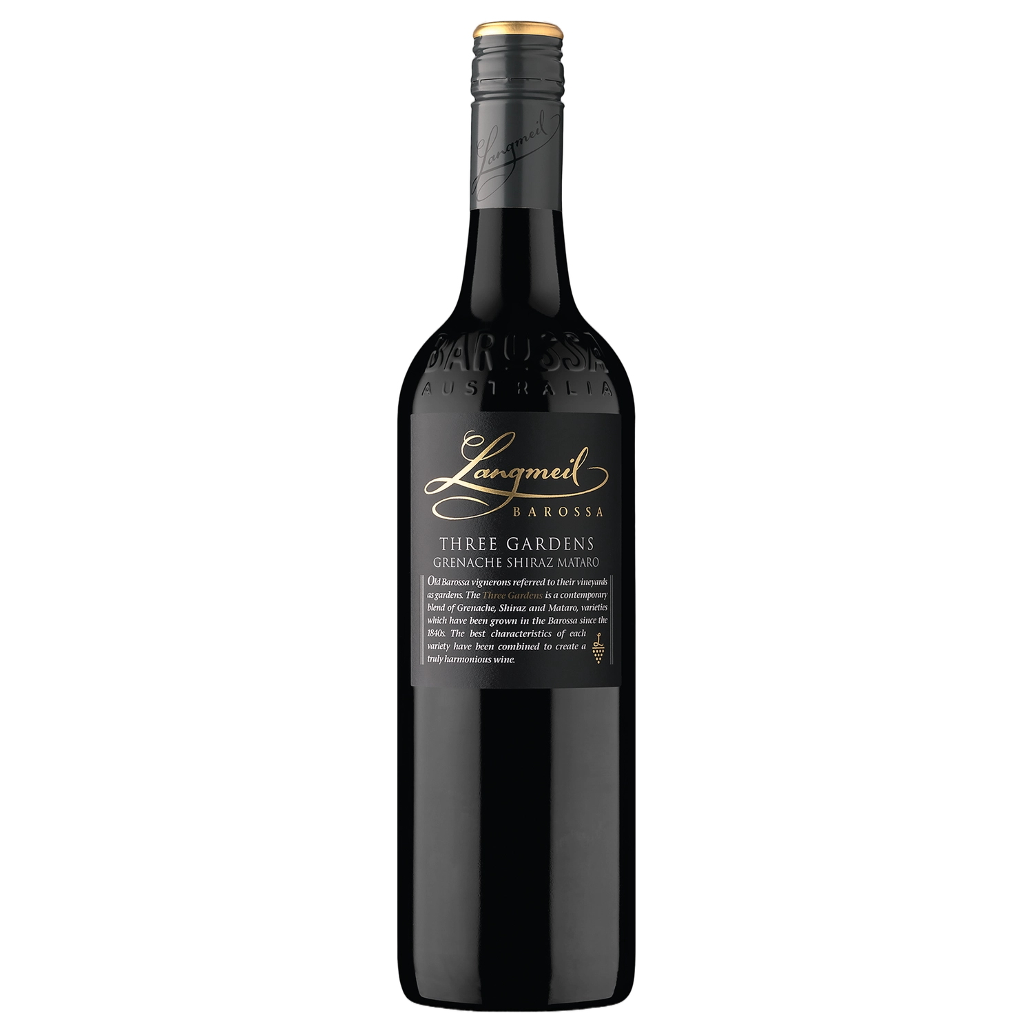 A bottle of Langmeil Three Gardens Grenache Shiraz Mataro 2024 750ml Red Wine