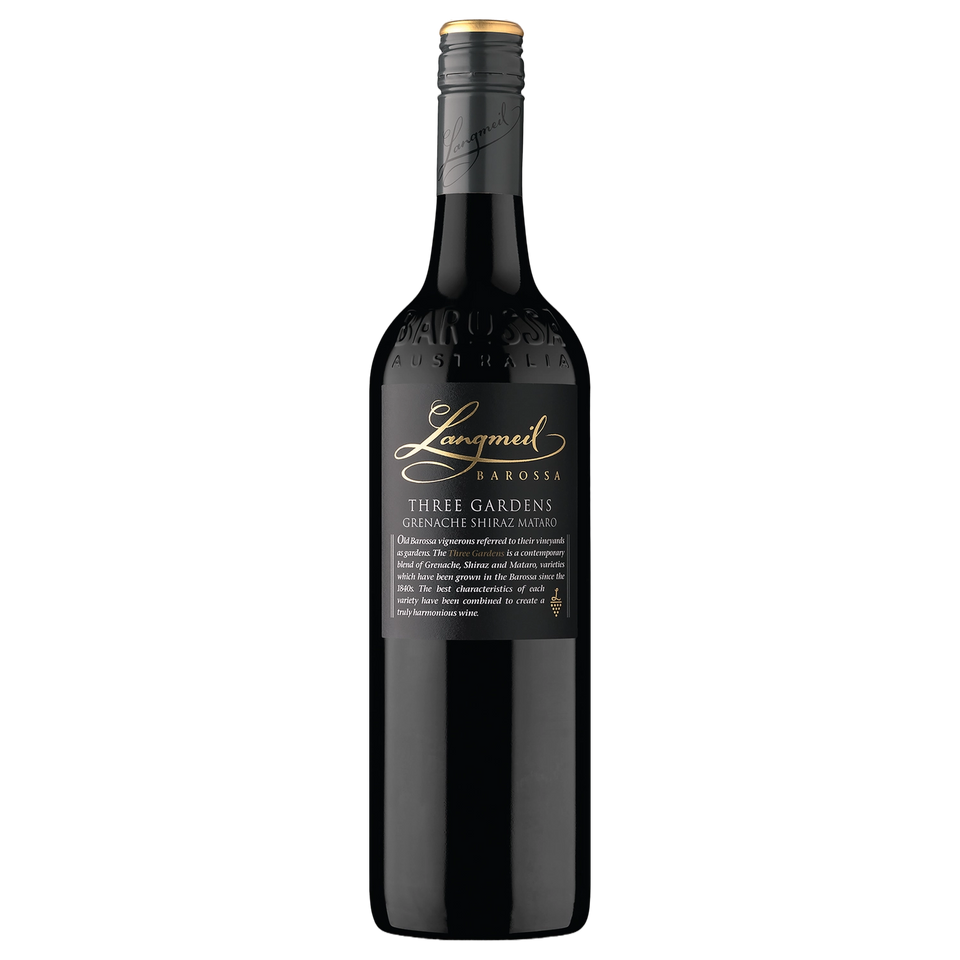 A bottle of Langmeil Three Gardens Grenache Shiraz Mataro 2024 750ml Red Wine