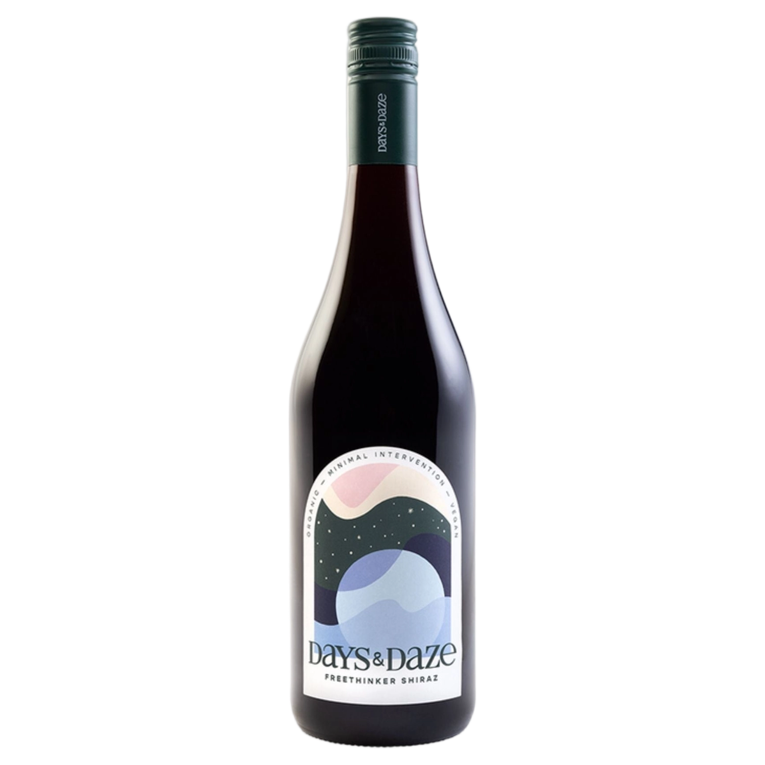 A bottle of Days & Daze Freethinker Shiraz Organic 2025 750ml Red Wine