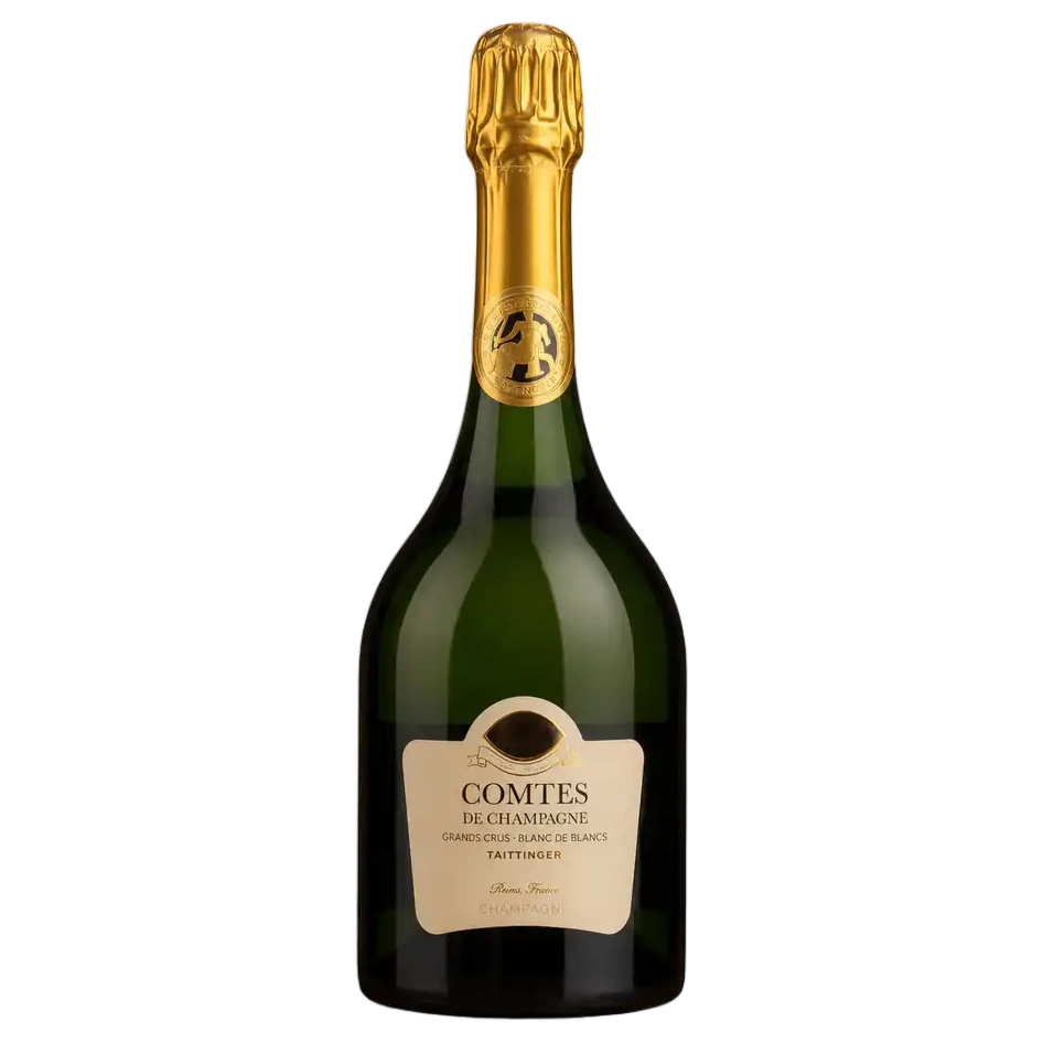 A bottle of Champagne Taittinger Comtes de Champagne Blanc De Blanc Gift Box 2015 750ml Sparkling Wine