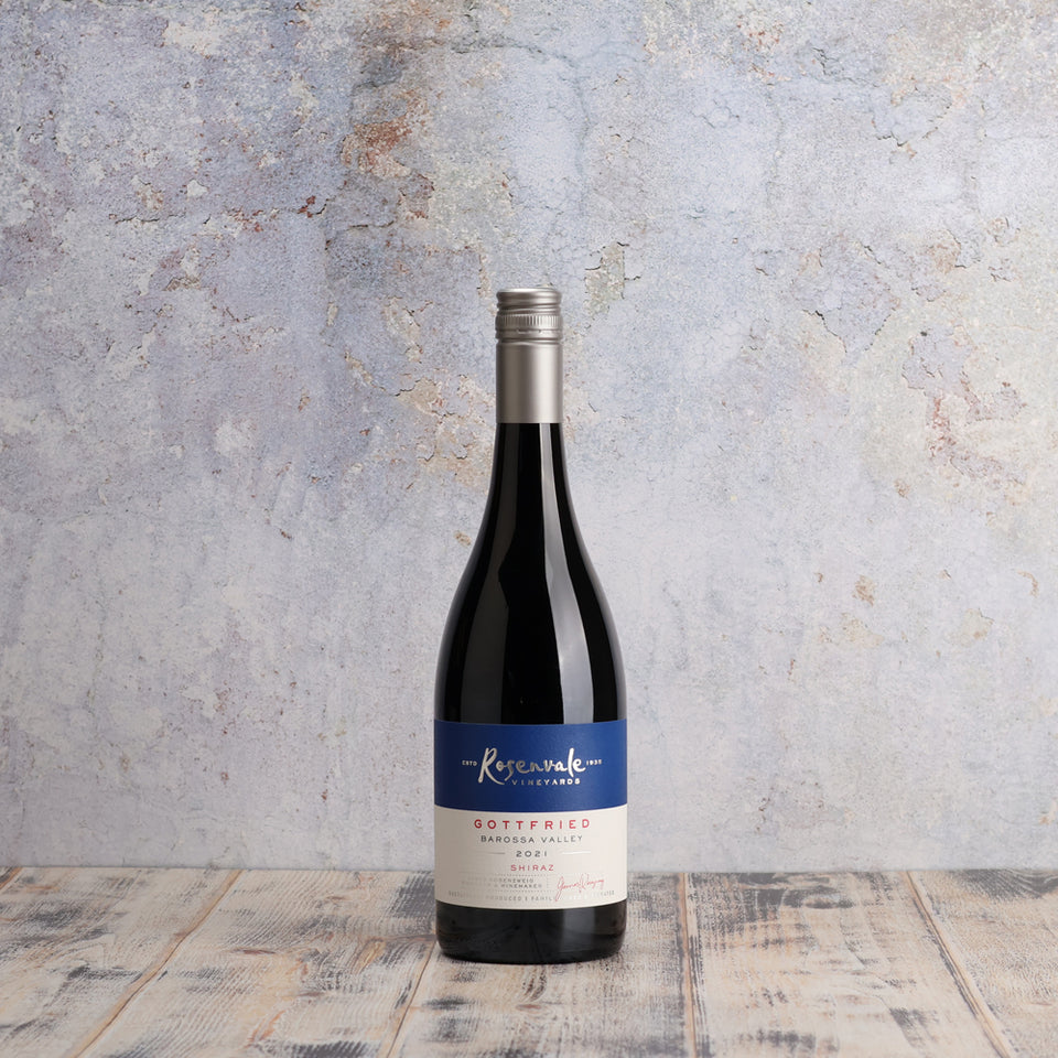 A bottle of Rosenvale Gottfried Shiraz 2021 750ml Red Wine