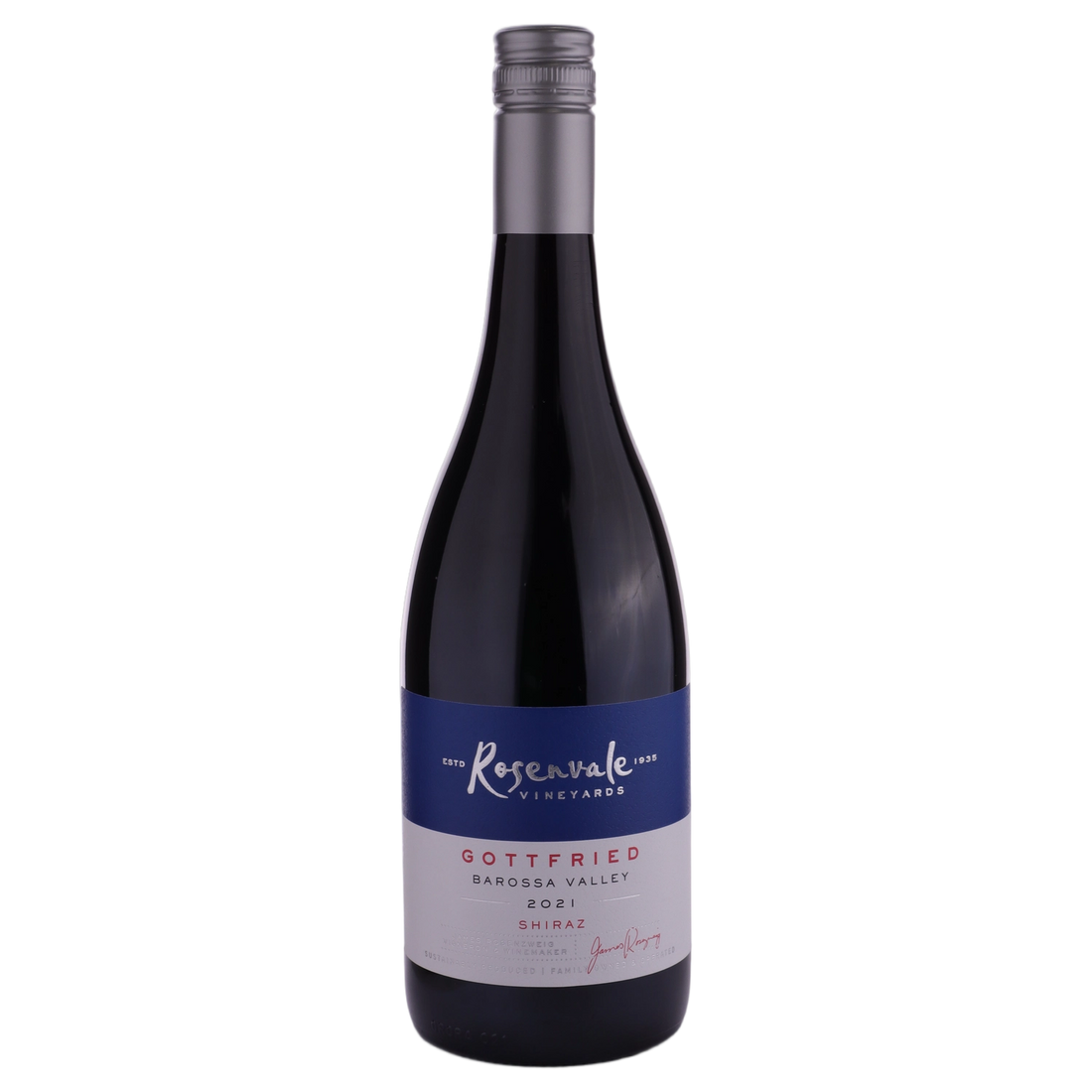 A bottle of Rosenvale Gottfried Shiraz 2021 750ml Red Wine