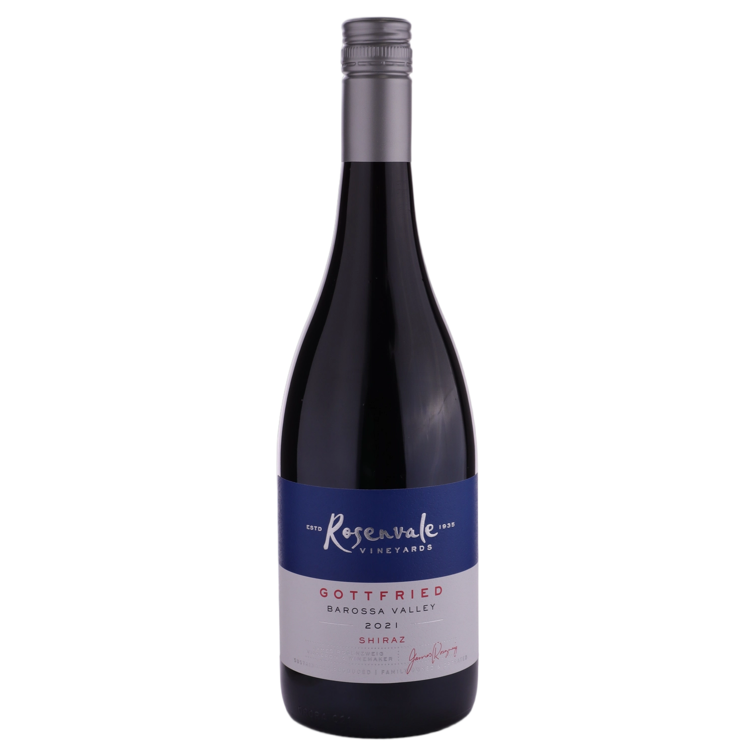 A bottle of Rosenvale Gottfried Shiraz 2021 750ml Red Wine