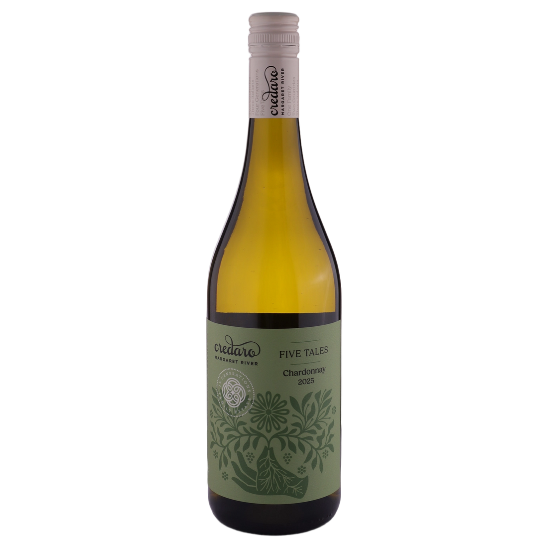 A bottle of Credaro 5 Tales Chardonnay 2025 750ml White Wine