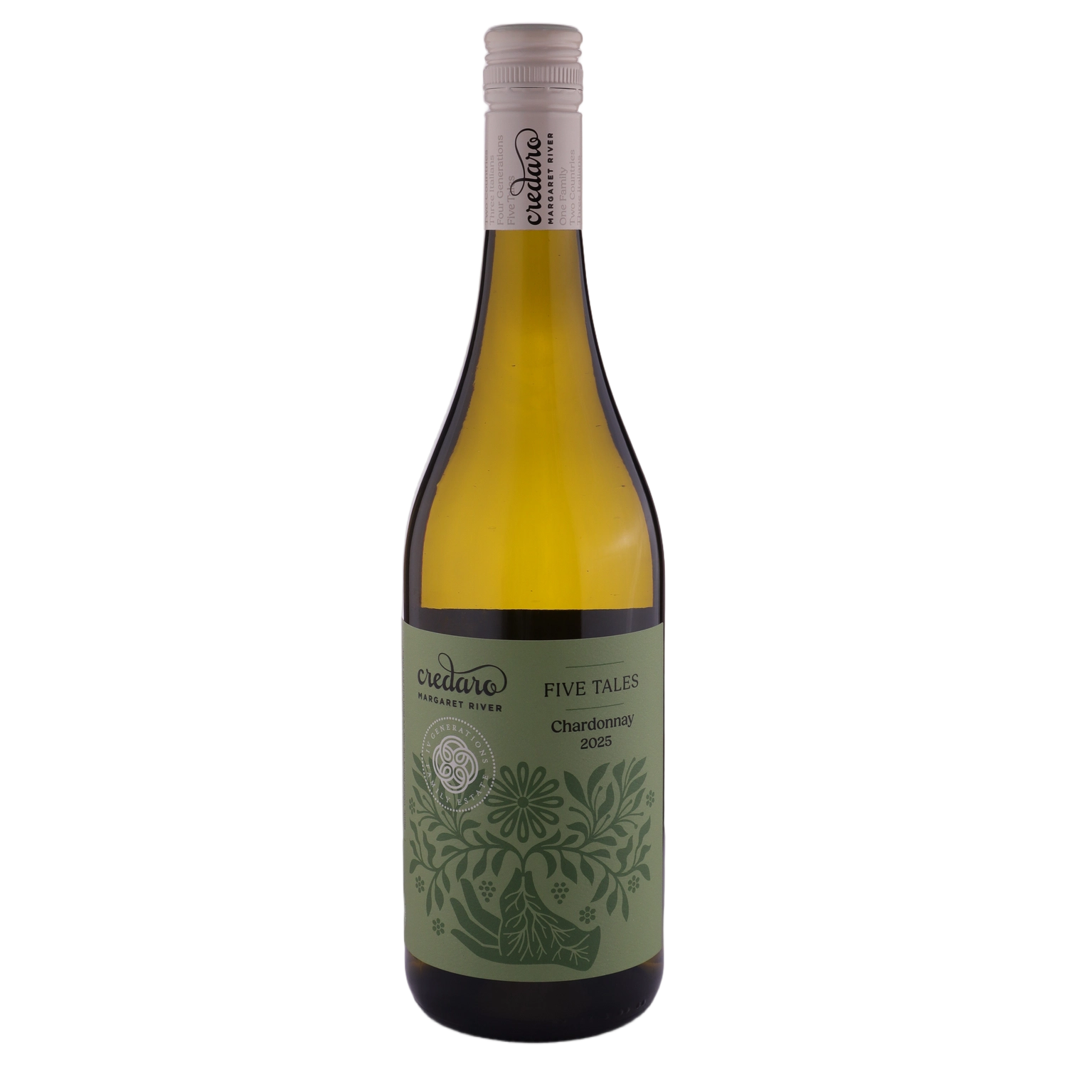 A bottle of Credaro 5 Tales Chardonnay 2025 750ml White Wine