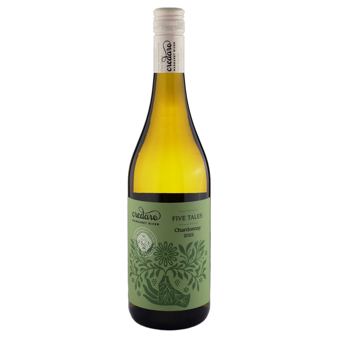 A bottle of Credaro Five Tales Chardonnay 2025 750ml White Wine