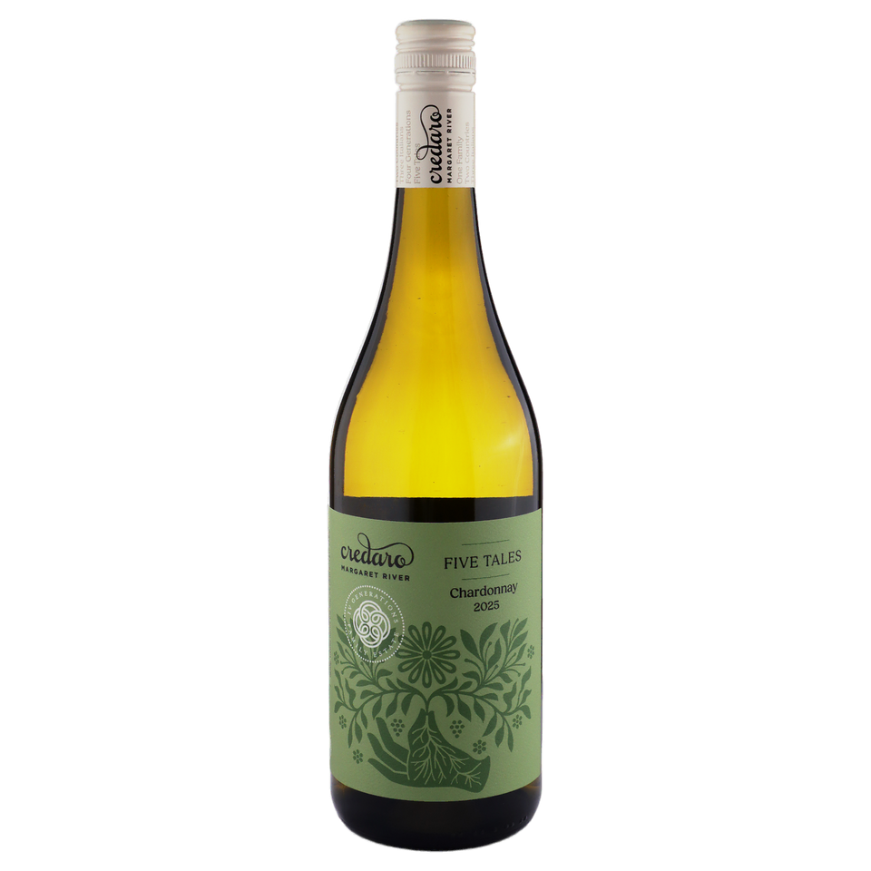 A bottle of Credaro Five Tales Chardonnay 2025 750ml White Wine