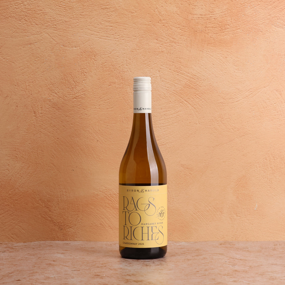 A bottle of Byron & Harold Rags to Riches Chardonnay 2025 750ml White Wine