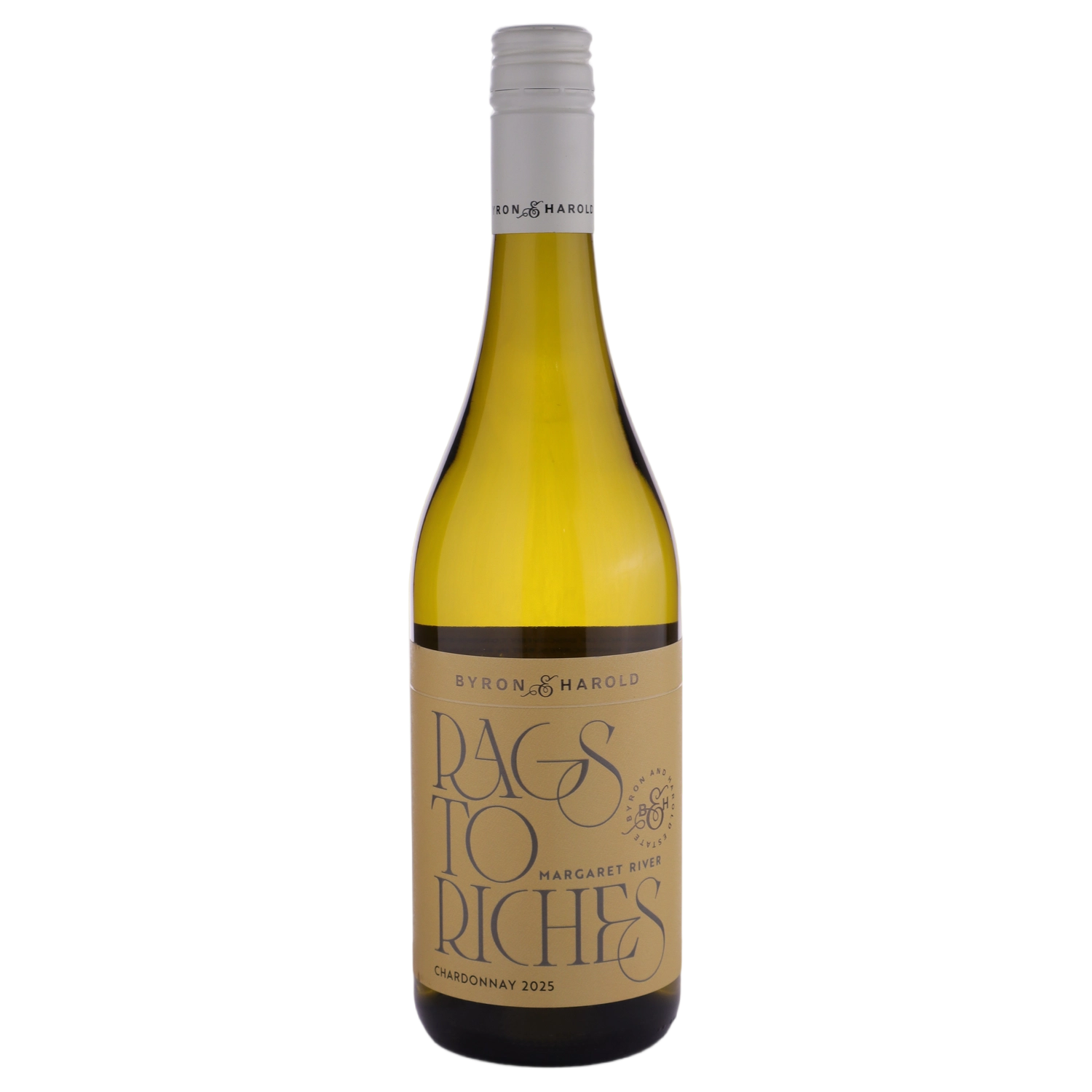 A bottle of Byron & Harold Rags to Riches Chardonnay 2025 750ml White Wine