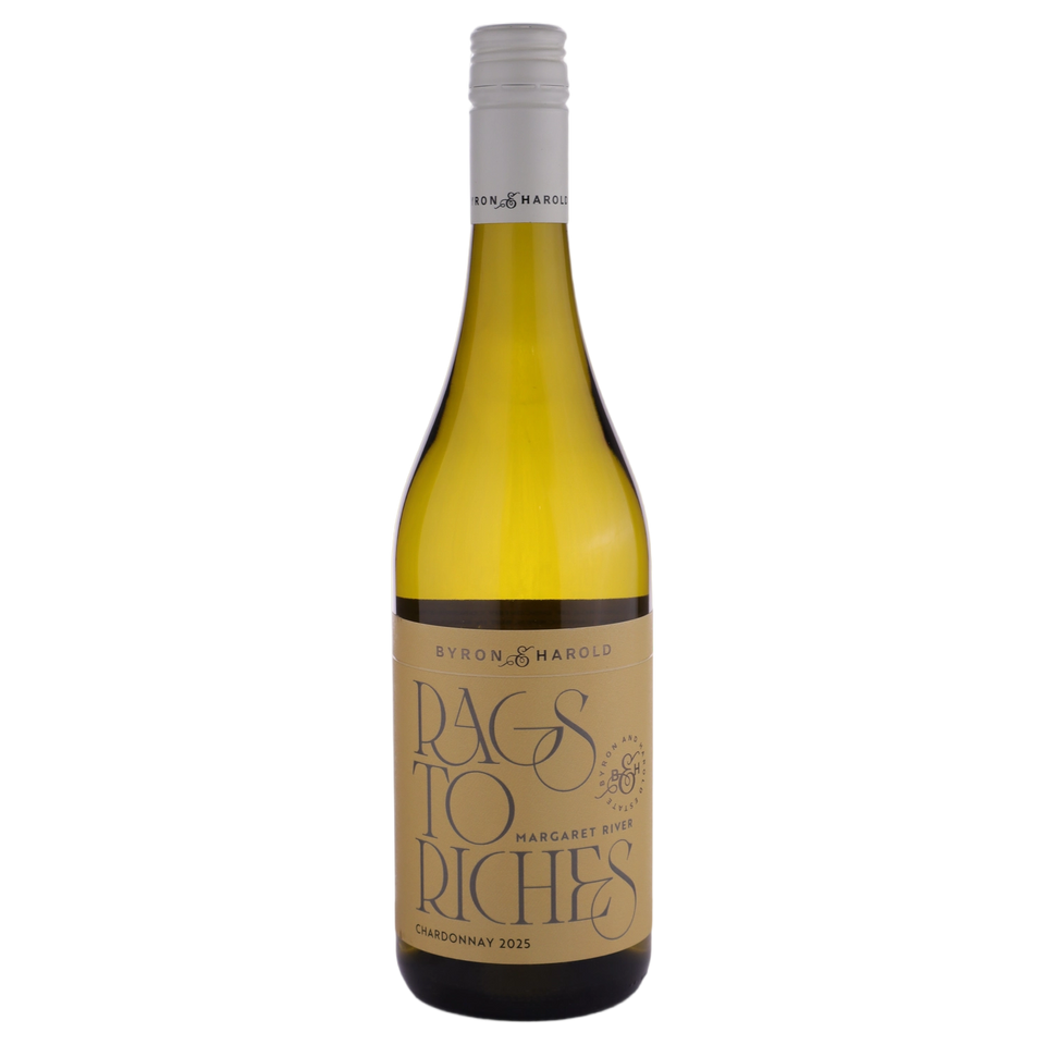 A bottle of Byron & Harold Rags to Riches Chardonnay 2025 750ml White Wine