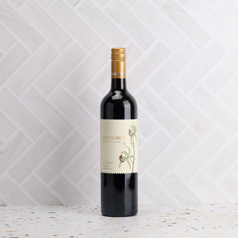 A bottle of Ferngrove Orchid Dragon Shiraz 2023 750ml Red Wine