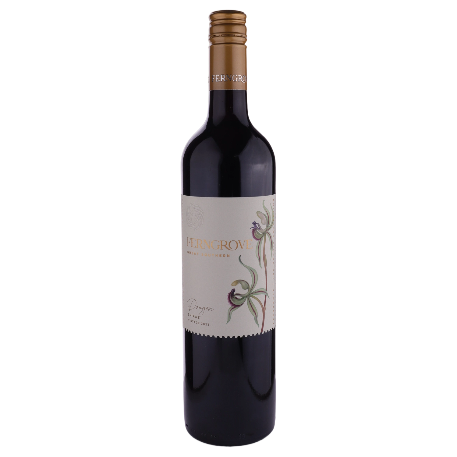 A bottle of Ferngrove Orchid Dragon Shiraz 2023 750ml Red Wine