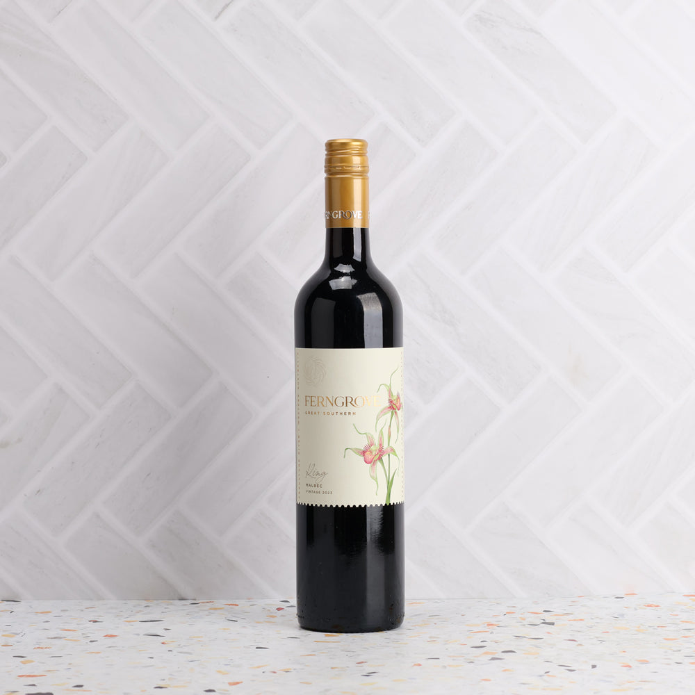 A bottle of Ferngrove Orchid King Malbec 2023 750ml Red Wine