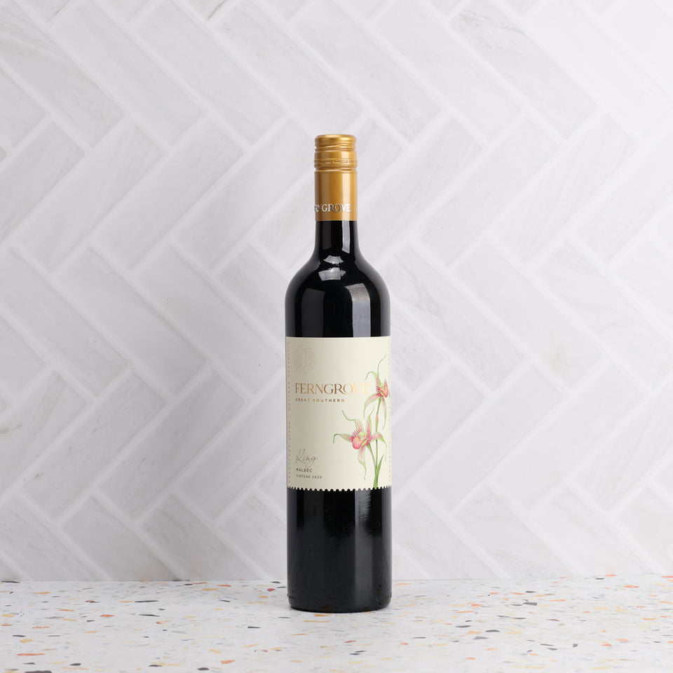 A bottle of Ferngrove Orchid King Malbec 2023 750ml Red Wine