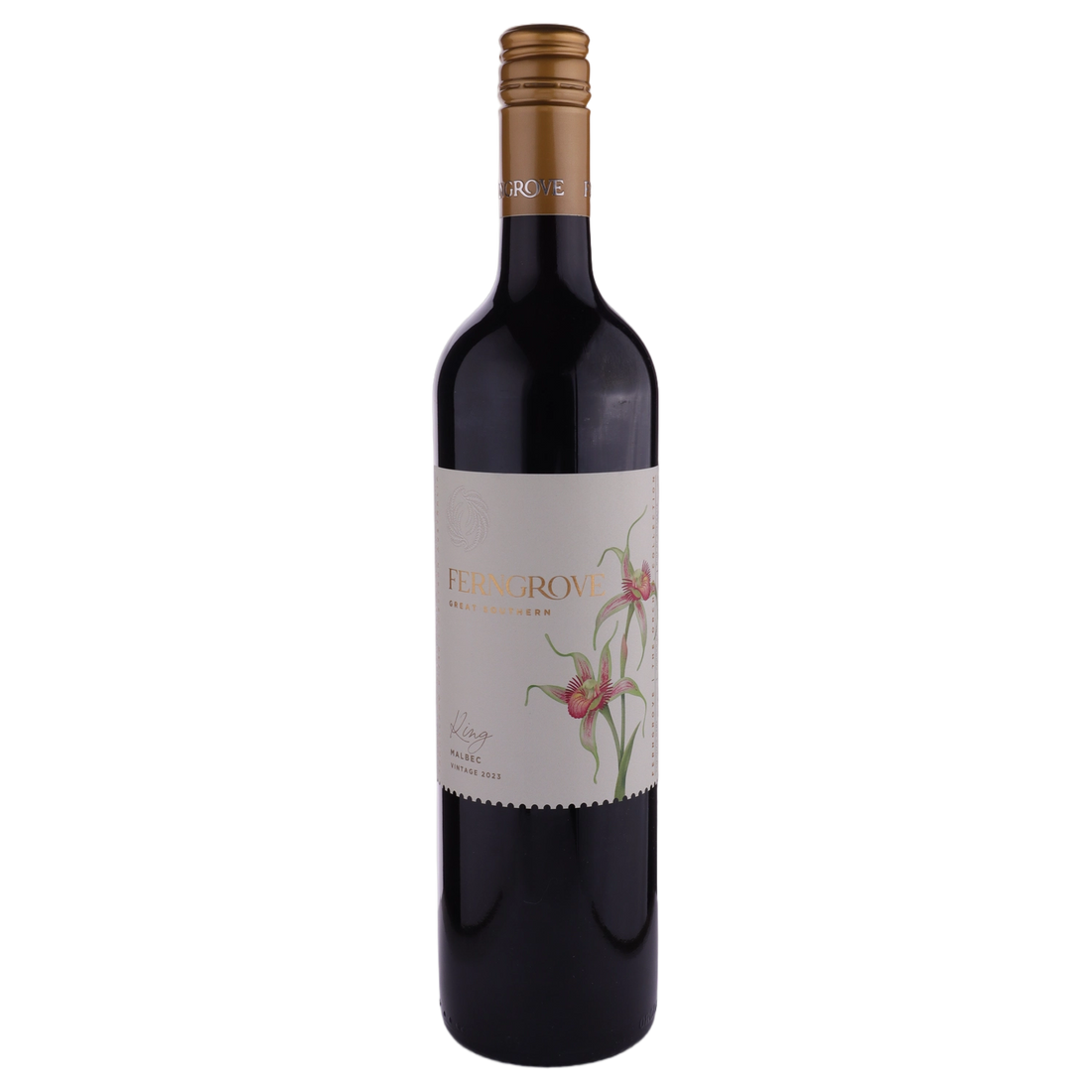 A bottle of Ferngrove Orchid King Malbec 2023 750ml Red Wine