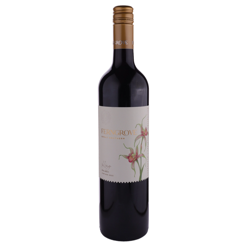 A bottle of Ferngrove Orchid King Malbec 2023 750ml Red Wine