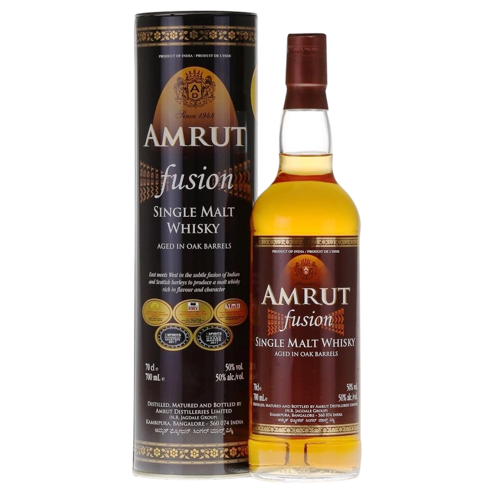 A bottle of Amrut Fusion 50% 700ml
