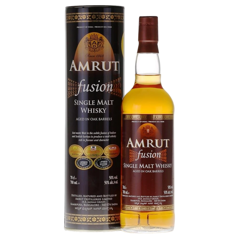 A bottle of Amrut Fusion 50% 700ml