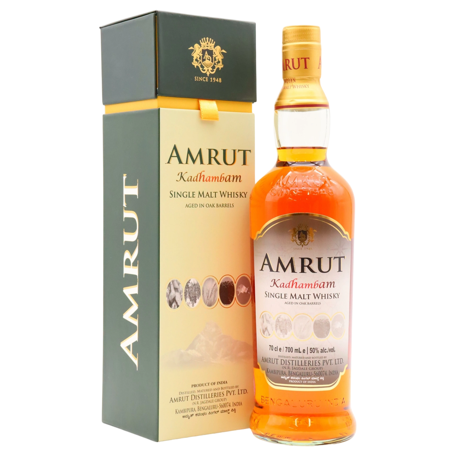 A bottle of Amrut Kadhambam 50% 700ml