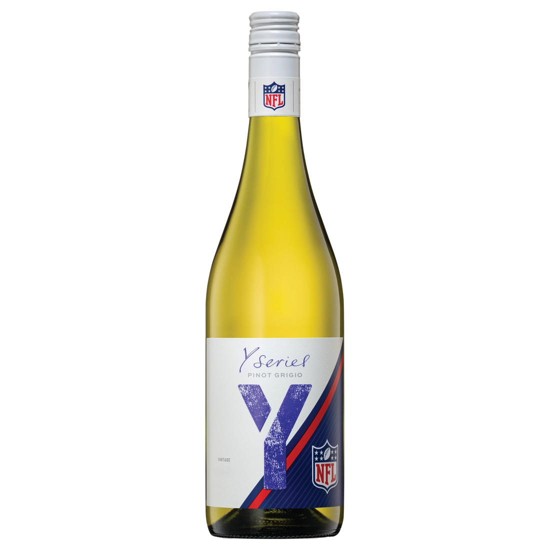 A bottle of Y Series Pinot Grigio NFL Stock 2025 750ml White Wine