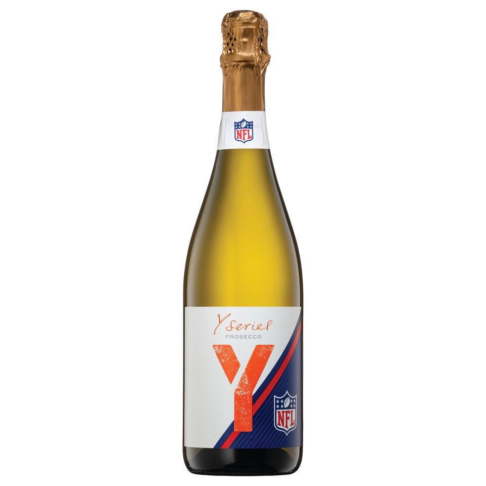 A bottle of Y Series Prosecco NFL Stock NV 750ml Sparkling Wine