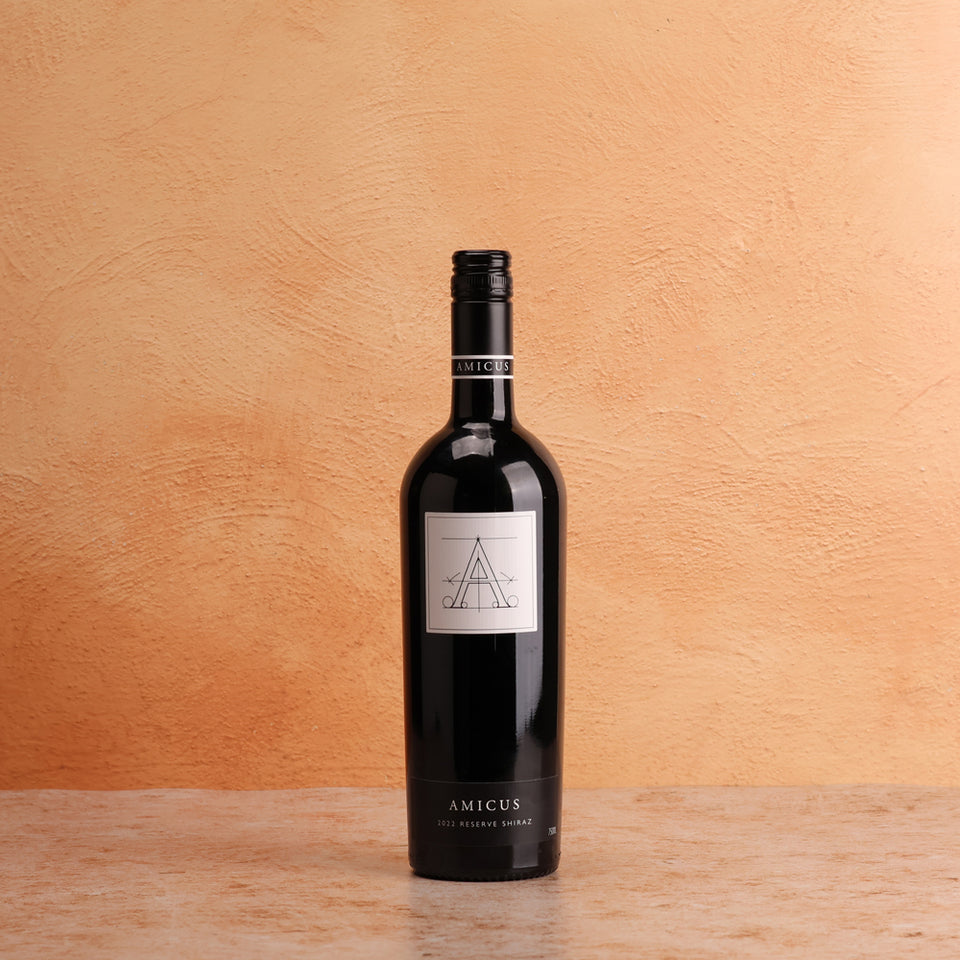 A bottle of Amicus Reserve Shiraz 2022 750ml Red Wine