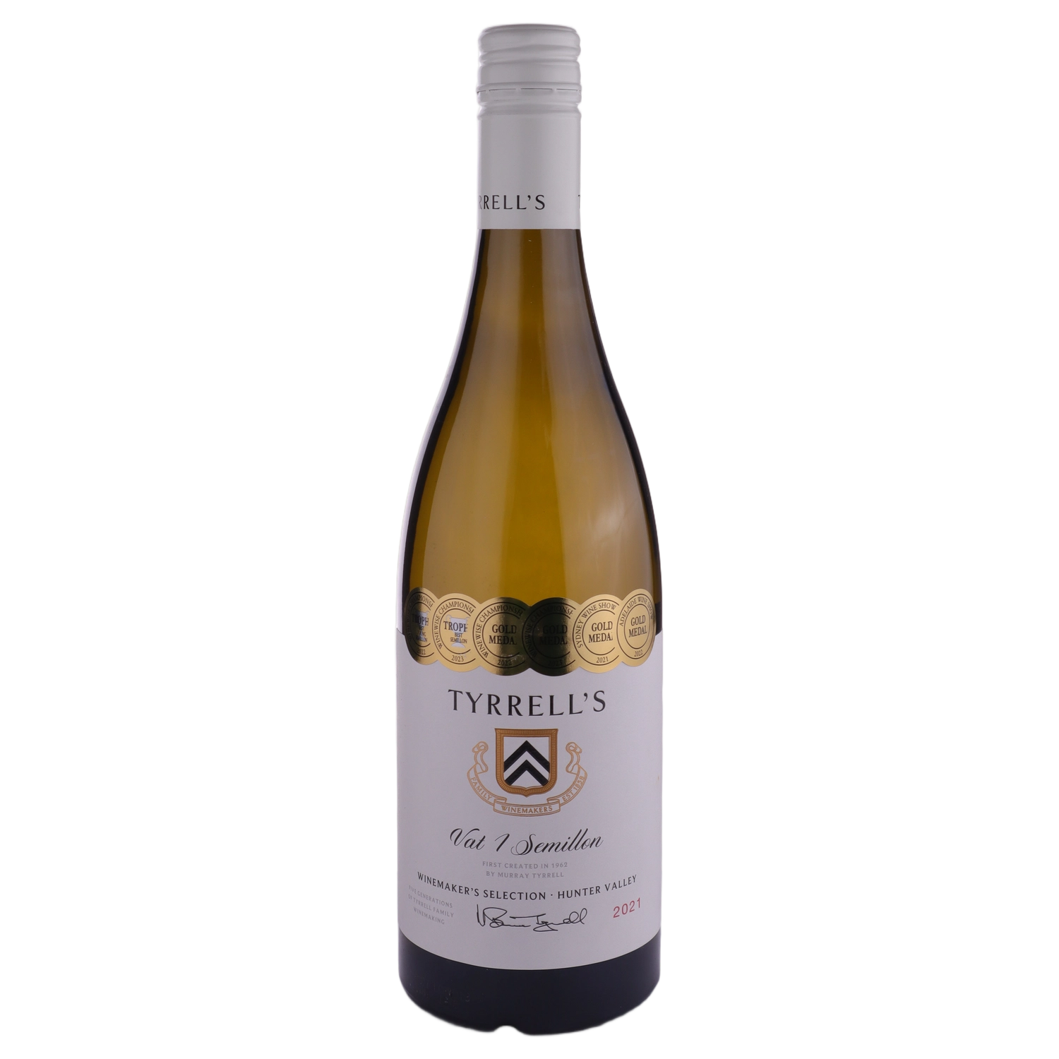 A bottle of Tyrrells Winemakers Selection Vat 1 Semillon 2021 750ml White Wine