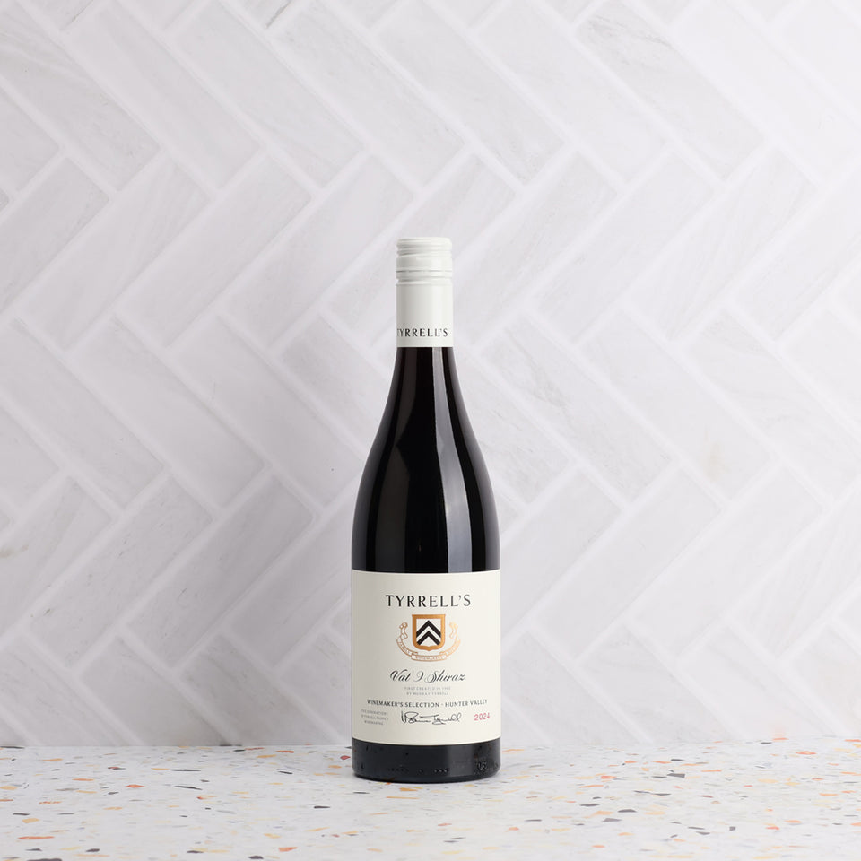A bottle of Tyrrells Winemakers Selection Vat 9 Shiraz 2024 750ml Red Wine
