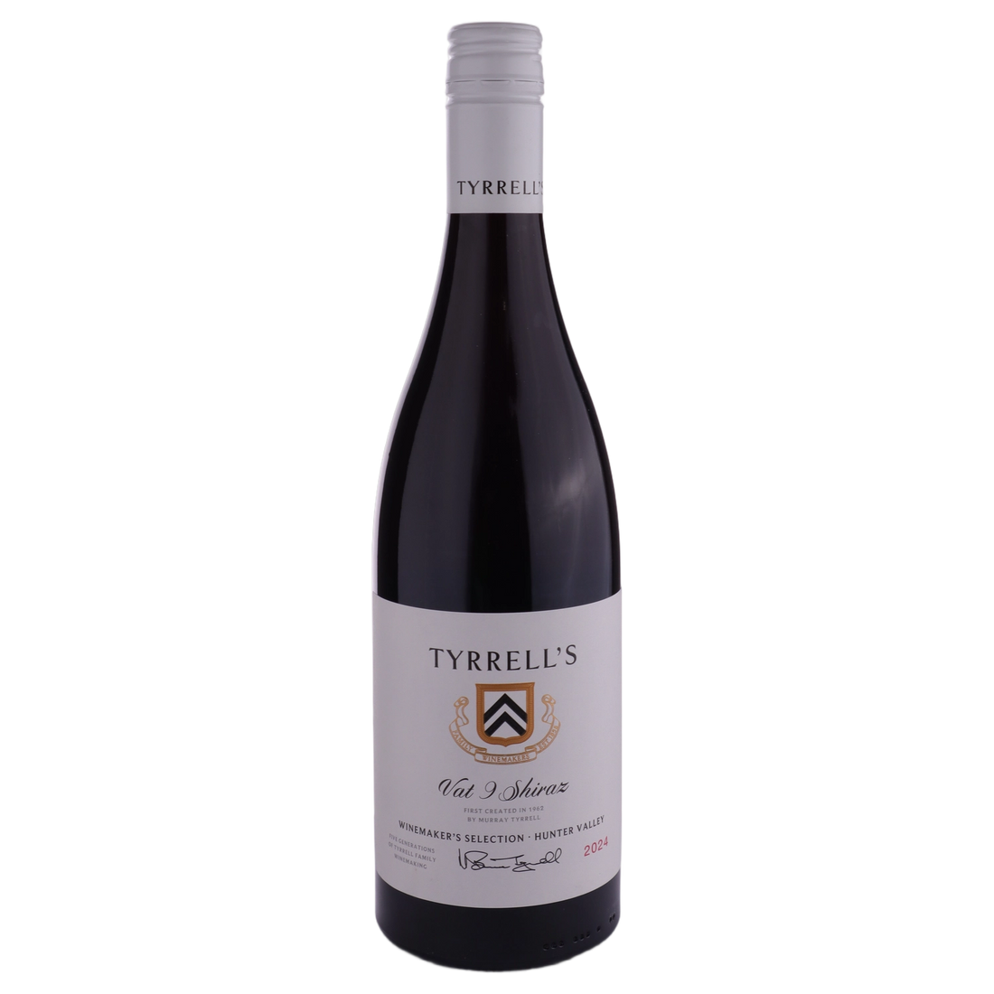 A bottle of Tyrrells Winemakers Selection Vat 9 Shiraz 2024 750ml Red Wine