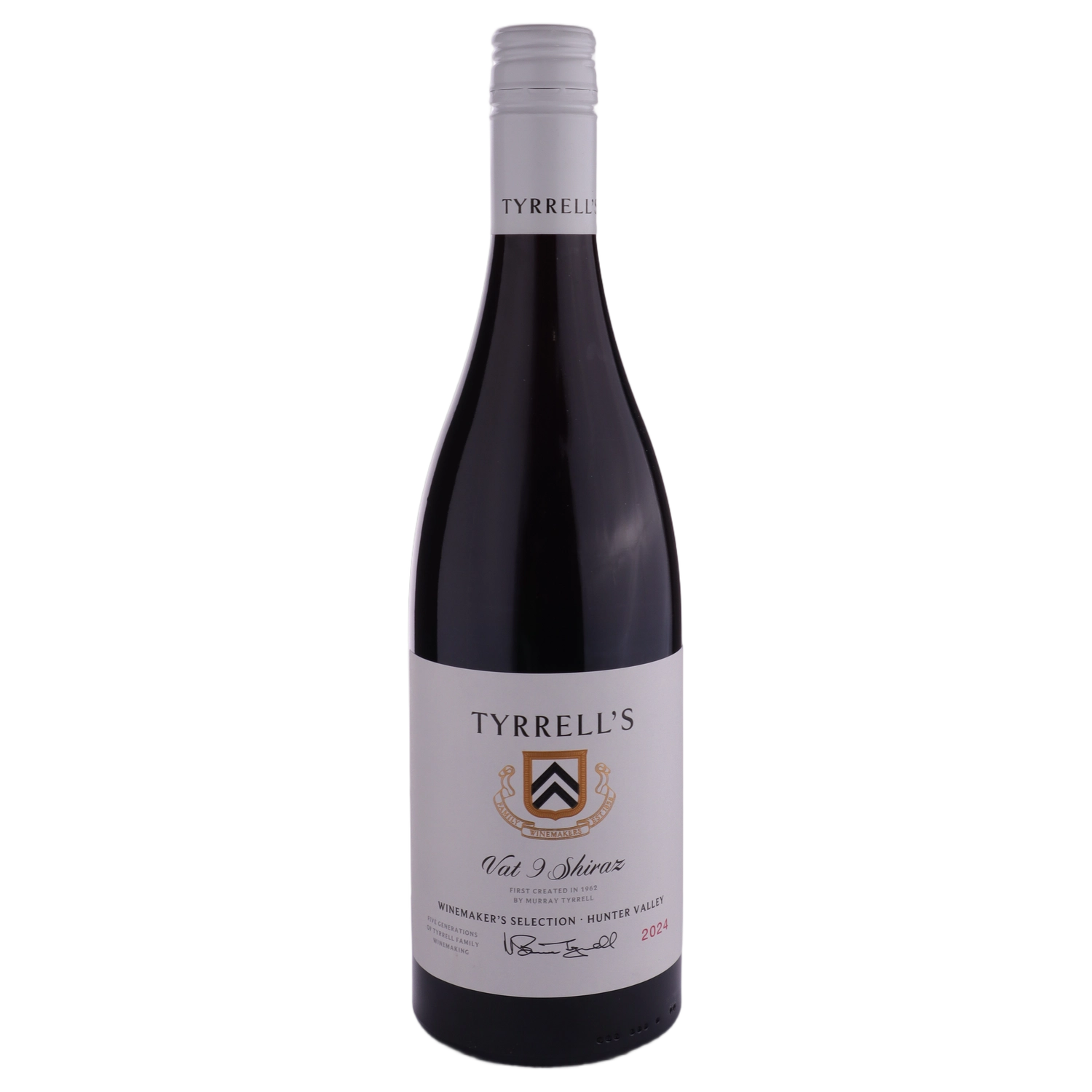 A bottle of Tyrrells Winemakers Selection Vat 9 Shiraz 2024 750ml Red Wine
