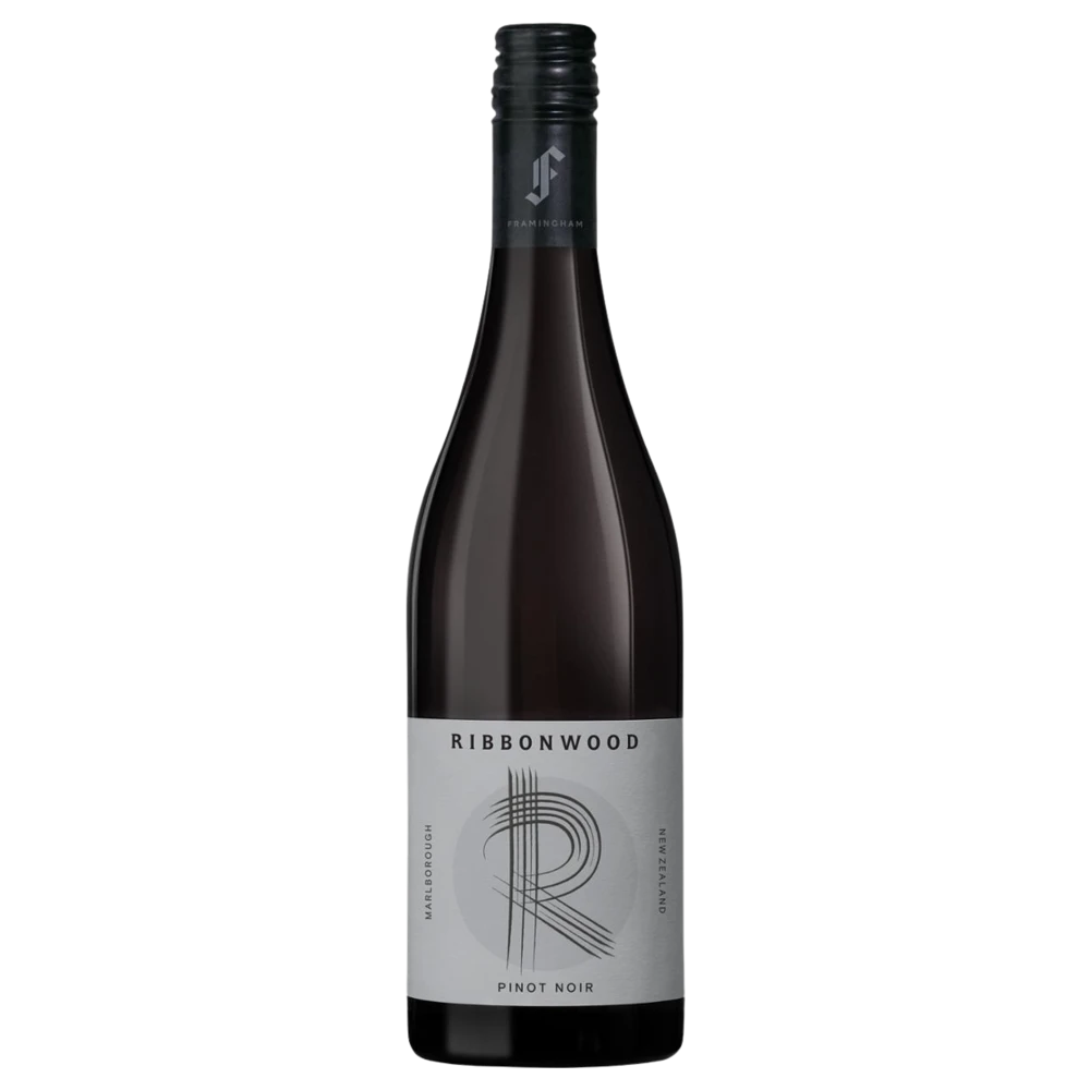 A bottle of Framingham Ribbonwood PNoir Marlborough 2023 750ml Red Wine