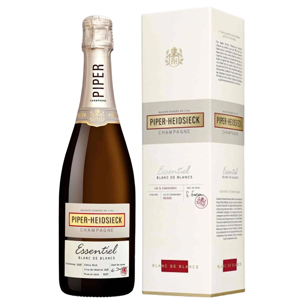 A bottle of Piper Heidsick Essential Reims Blanc de Blanc NV Gift Box 750ml Sparkling Wine