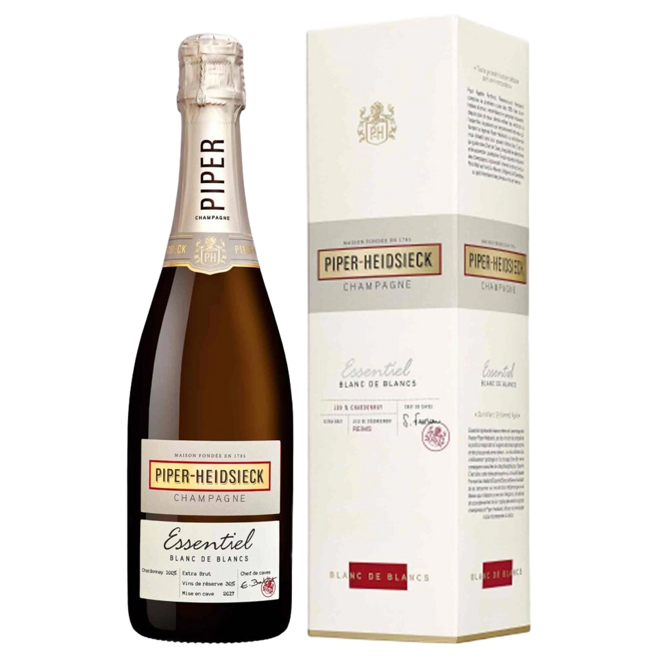 A bottle of Piper Heidsick Essential Reims Blanc de Blanc NV Gift Box 750ml Sparkling Wine