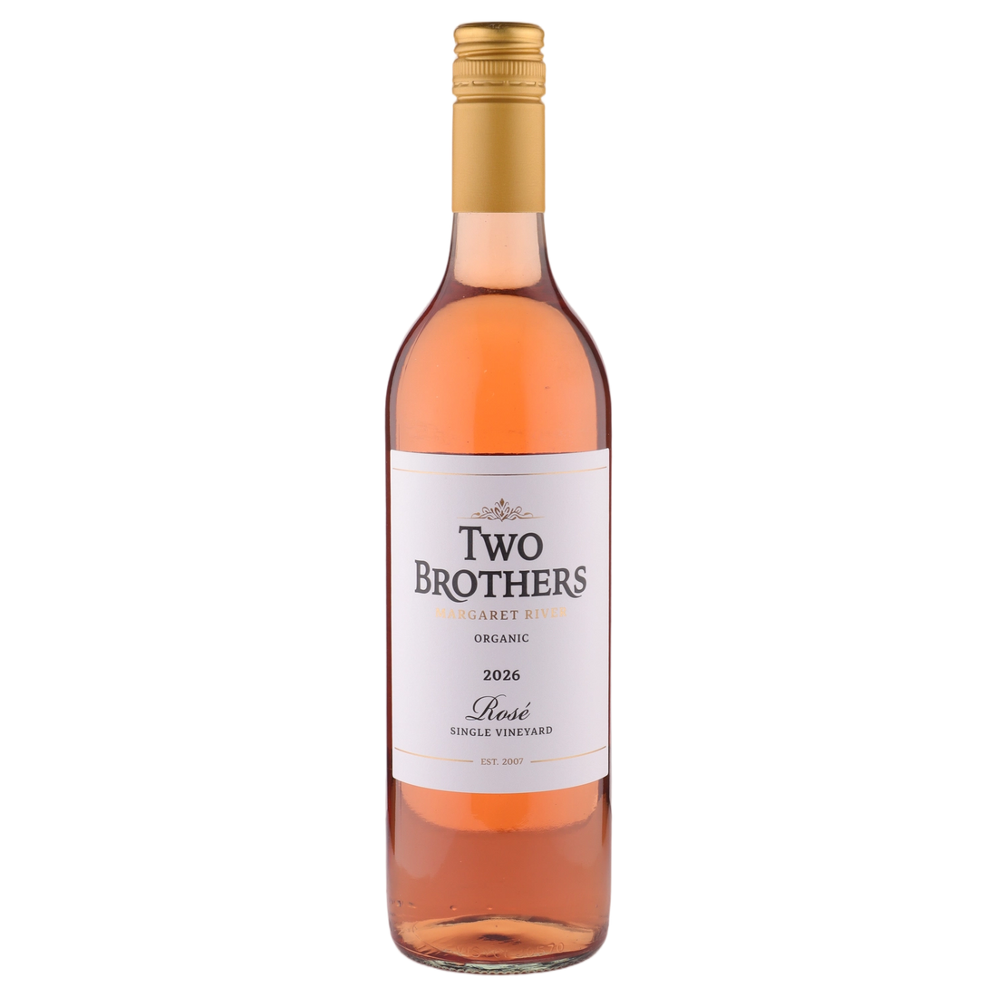 A bottle of Two Brothers Margaret River Rose 2026 750ml Red Wine