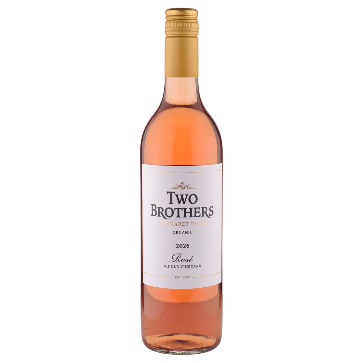 A bottle of Two Brothers Margaret River Rose 2026 750ml Red Wine