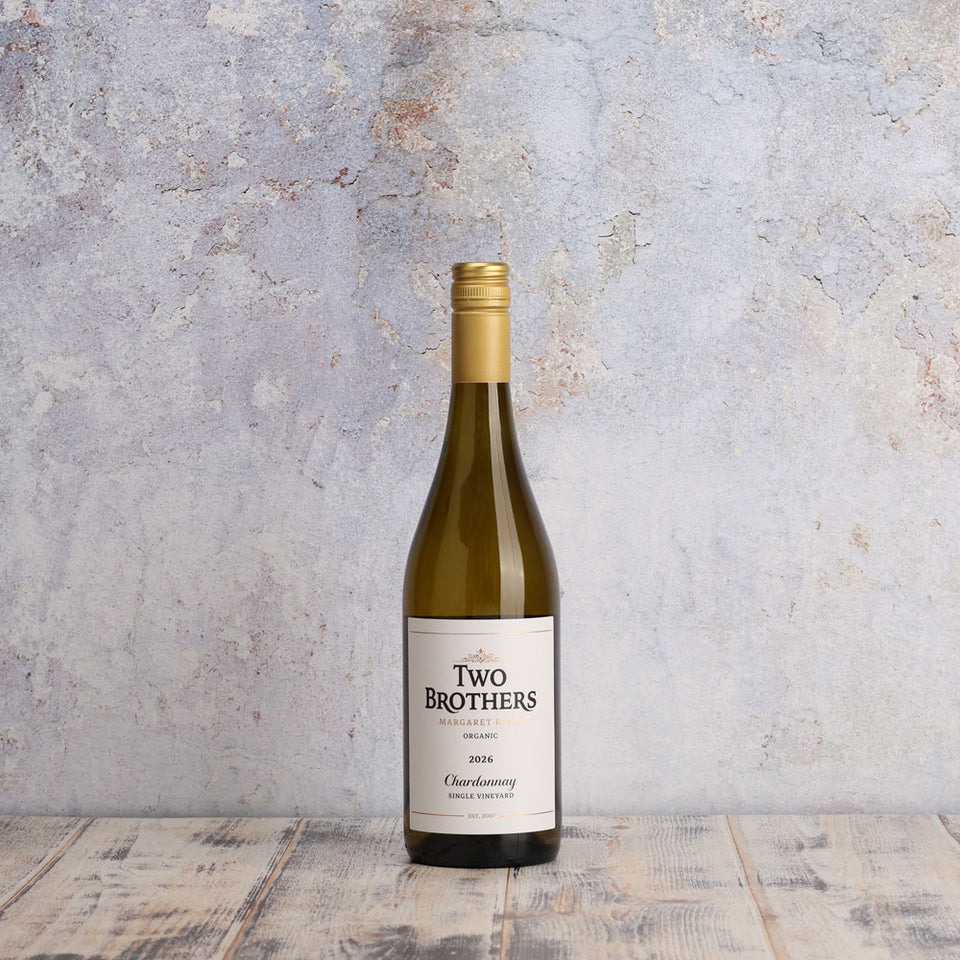 A bottle of Two Brothers Margaret River Chardonnay 2026 750ml White Wine