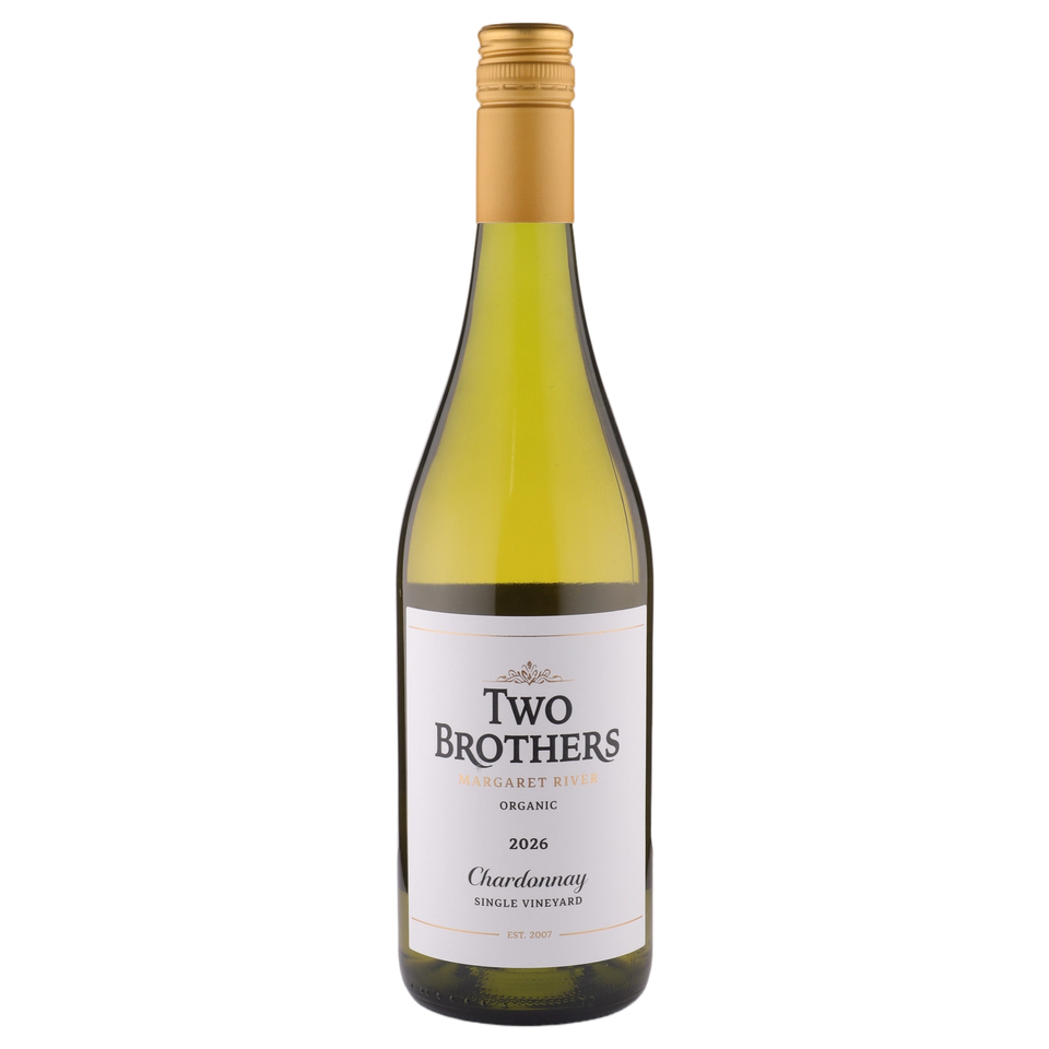 A bottle of Two Brothers Margaret River Chardonnay 2026 750ml White Wine