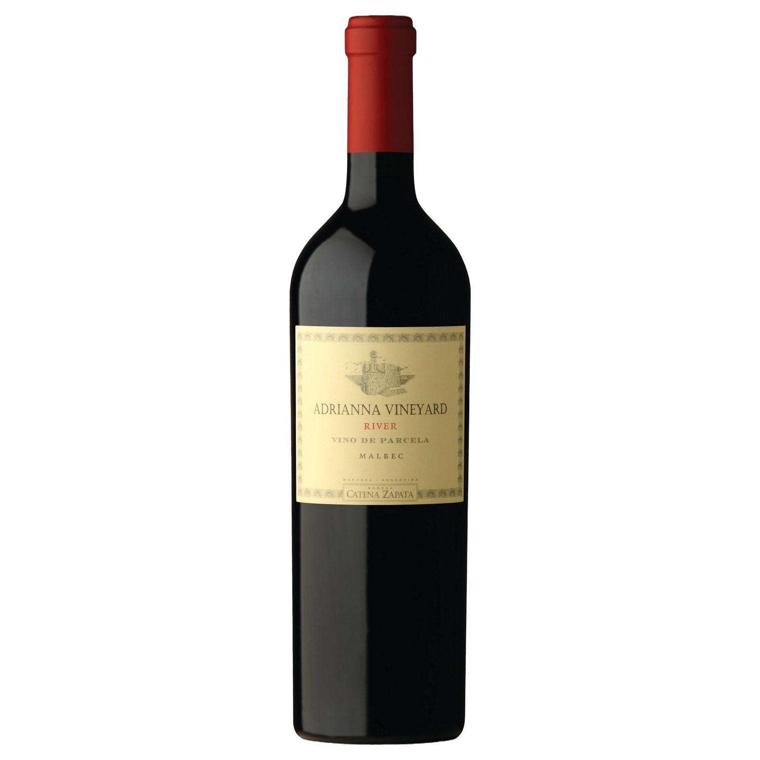 A bottle of Bodega Catena Zapata Adrianna Vineyard River Malbec 2022 750ml Red Wine