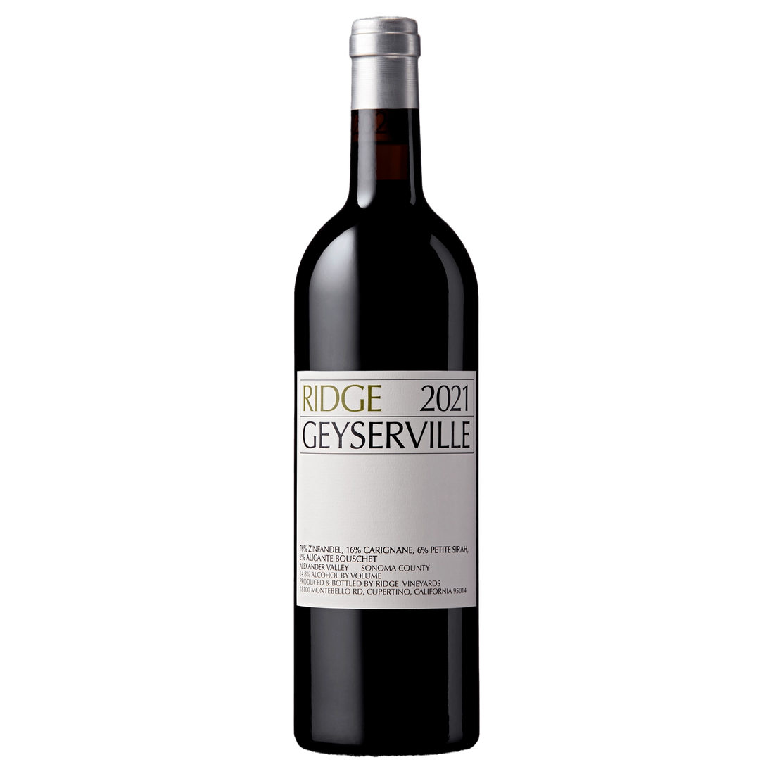 A bottle of Ridge Geyserville Zinfandel Blend 2021 750ml Red Wine