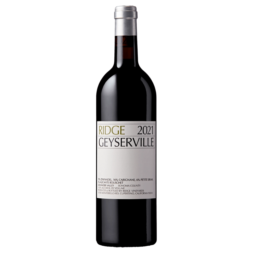 A bottle of Ridge Geyserville Zinfandel Blend 2021 750ml Red Wine