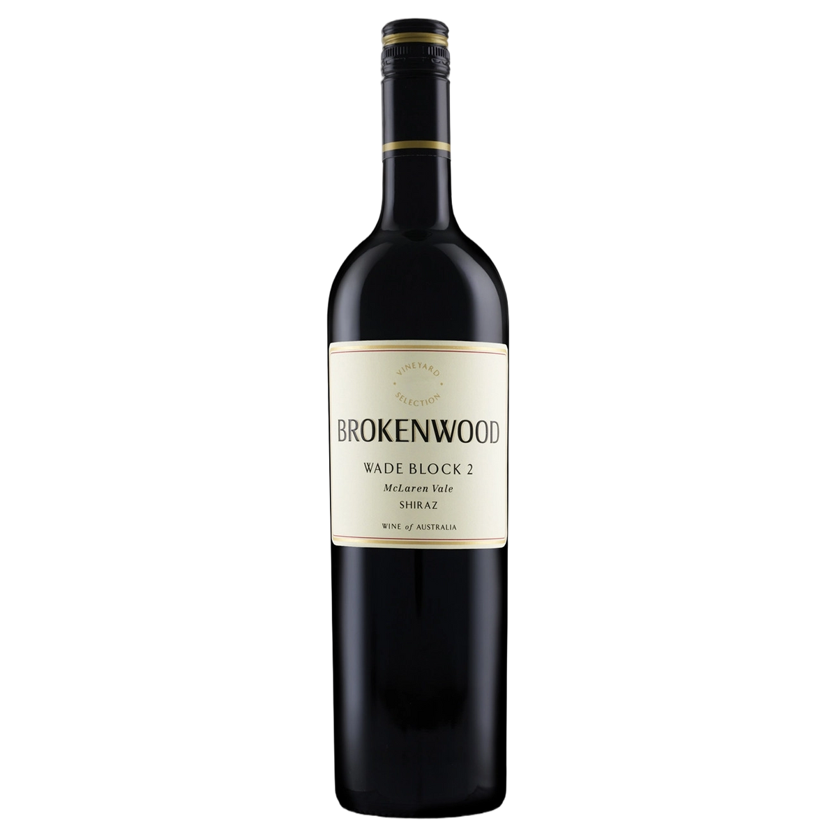 A bottle of Brokenwood Wade Block 2 Shiraz 2022 750ml Red Wine