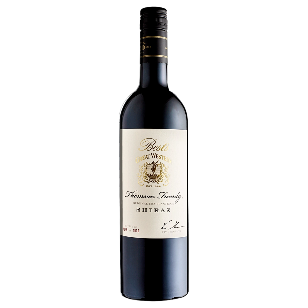 A bottle of Bests Thomson Family Shiraz Great Western 2020 750ml Red Wine