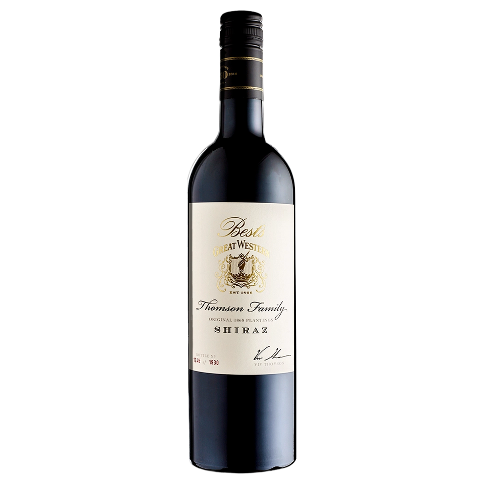 A bottle of Bests Thomson Family Shiraz Great Western 2020 750ml Red Wine