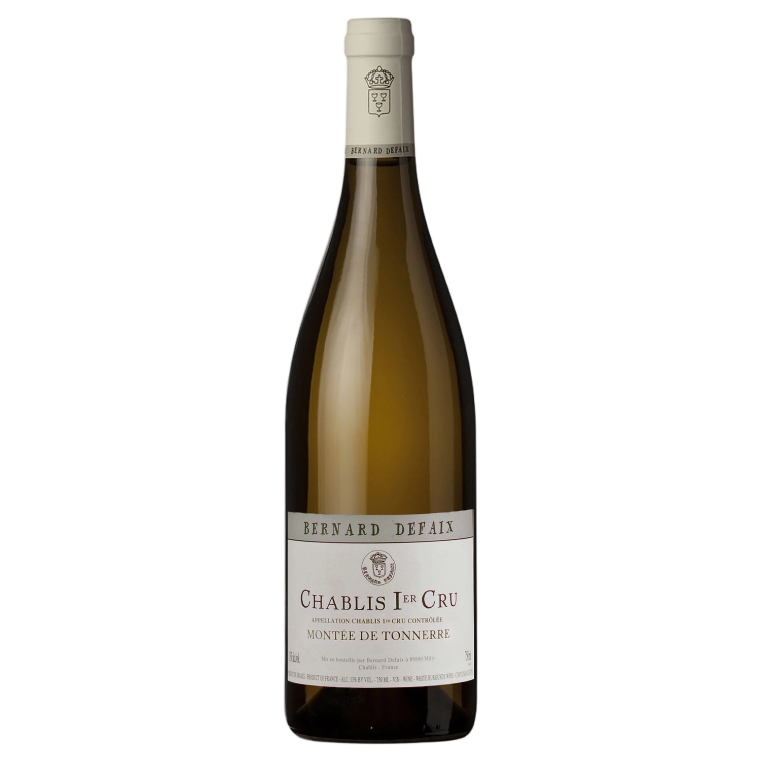 A bottle of Bernard Defaix Chablis 1er Cru Montee de Tonnerre 2024 750ml White Wine