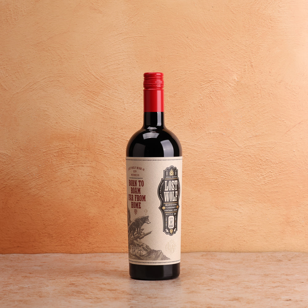 A bottle of Lost Wolf Barossa Valley Reserve Cabernet 2024 750ml Red Wine