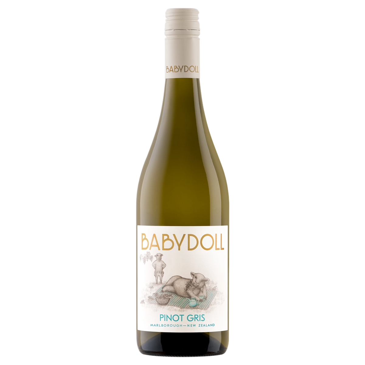 A bottle of Babydoll Pinot Gris 2025 750ml White Wine