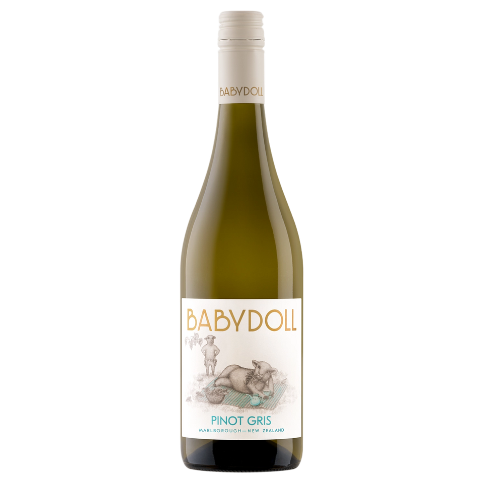 A bottle of Babydoll Pinot Gris 2025 750ml White Wine