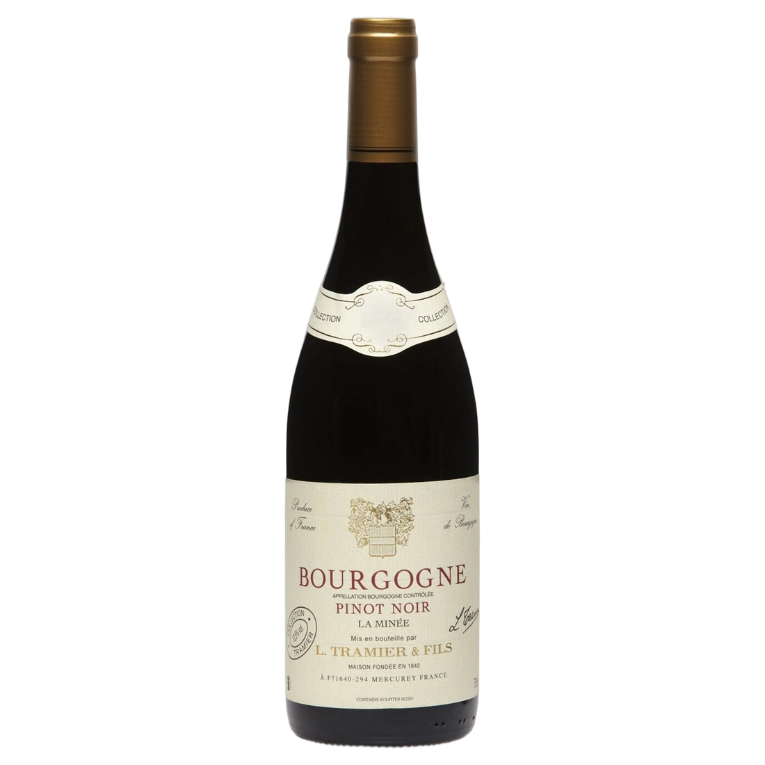 A bottle of Tramier Bourgogne Hautes Cotes de Beaune Pinot Noir 2024 750ml Red Wine