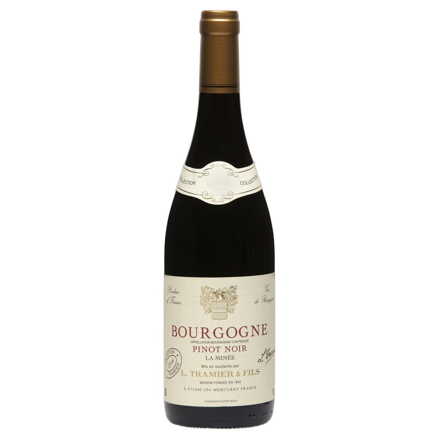 A bottle of Tramier Bourgogne Hautes Cotes de Beaune Pinot Noir 2024 750ml Red Wine